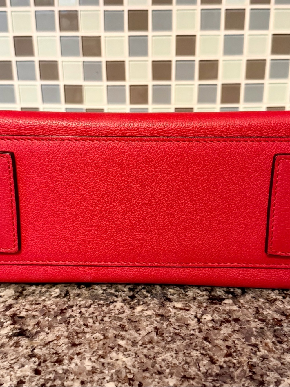 Versace Bright Red Leather Top-Handle Satchel with Chain Strap - Picture 11 of 11